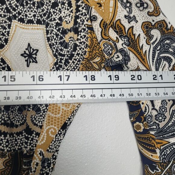 Mixed print faux wrap v neck flattering textured ruffle sleeve dress size 8 - Picture 7 of 8